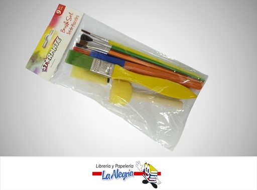 [7453116014530] PINCEL SET 9 PZAS CON BROCHAS Y ESPONJAS. STR-2251 MARCA STARMATE