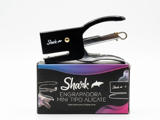 [6942183520255] ENGRAPADORA MINI DE ALICATE NEGRA SHARK GRAPAS LISAS MARCA SHARK
